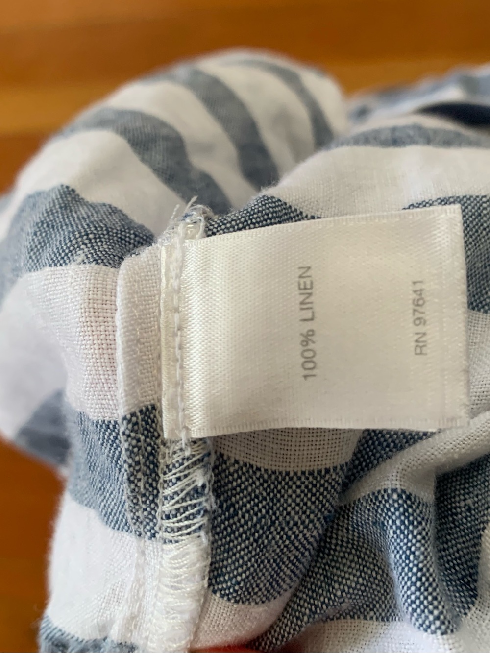 100% Linen Striped Blue & White Long Skirt with Button Front - Picture 8 of 8